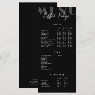 Black Modern Minimalist Coffee Shop Menu