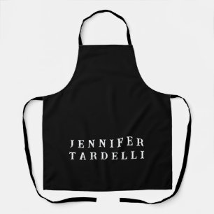 Black Modern Minimalist Elegant Your Name Apron