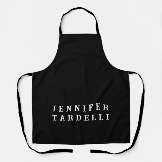 Black Modern Minimalist Elegant Your Name Apron
