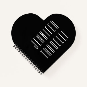Black Modern Minimalist Elegant Your Name Notebook