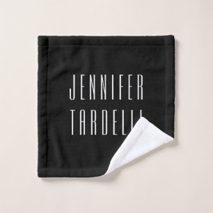 Black Modern Minimalist Elegant Your Name Wash Cloth