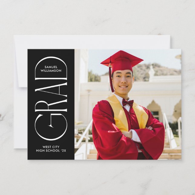 Black Modern Minimalist Graduation Announcement (Front)