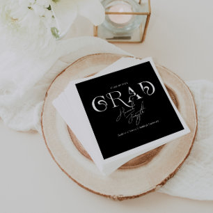 Black Modern Minimalist   Graduation Party Napkin
