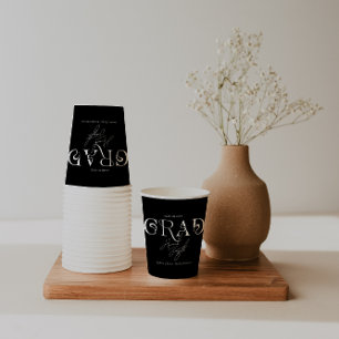 Black Modern Minimalist   Graduation Party Paper Cups