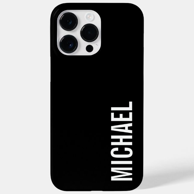 Black Modern Minimalist Personalised Name Case-Mate iPhone Case (Back)