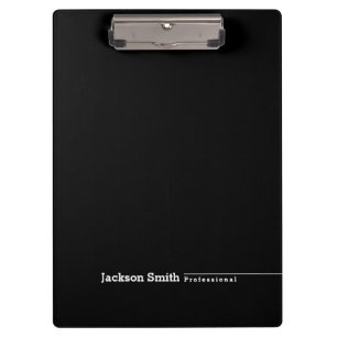 Black modern minimalist personalised name clipboard