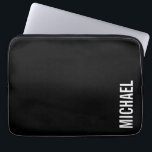 Black Modern Minimalist Personalised Name Laptop Sleeve<br><div class="desc">Modern Minimalist Design featuring personalised name in white modern bold sans serif font style on black background.

Perfect as holiday gifts for him,  father's day gifts and gifts for any special occasions.</div>