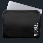 Black Modern Minimalist Personalised Name Laptop Sleeve<br><div class="desc">Modern Minimalist Design featuring personalised name in white modern bold sans serif font style on black background.
Perfect as holiday gifts for him, father's day gifts and gifts for any special occasions.</div>