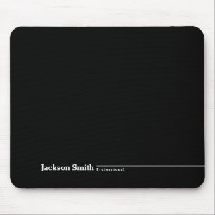 Black modern minimalist personalised name mouse pa mat