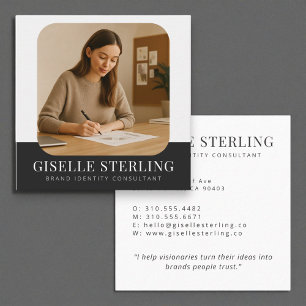 Black Modern Minimalist Photo Simple Professional Square Business Card