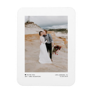 Black Modern Minimalist Photo Wedding Thank You Magnet