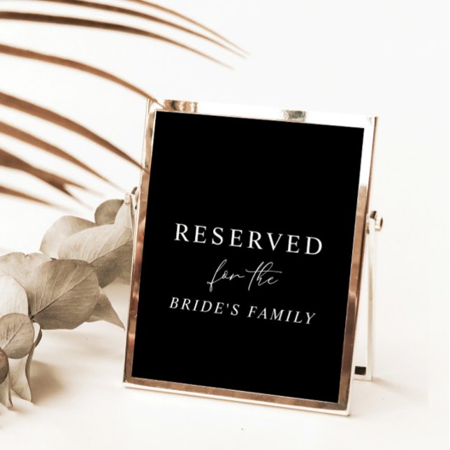 Black Modern Minimalist Reserved Wedding Sign Invitation (Creator Uploaded)