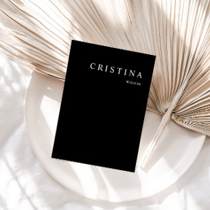 Black Modern Minimalist Table Guest Place Card