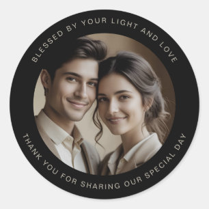 Black Modern Minimalist Wedding Guest Gift Simple Classic Round Sticker