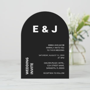 Black Modern Minimalist Wedding Invitation