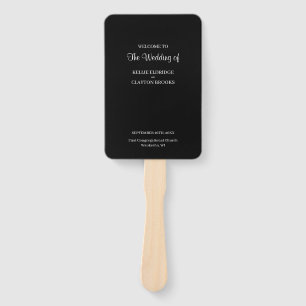 Black Modern Minimalist Wedding Program Hand Fan