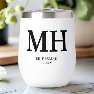 Black Modern Monogram Chic Bachelorette Bridesmaid