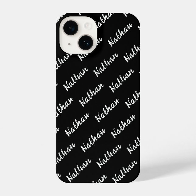 Black Modern Monogrammed Minimal Simple Classic iPhone Case (Back)