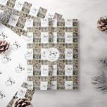 Black modern multi photo elegant script Christmas Wrapping Paper<br><div class="desc">Black modern elegant rustic watercolor beige natural Scandinavian contemporary muted colours beige,  black and white multi photo collage holiday Christmas home decor poster.</div>