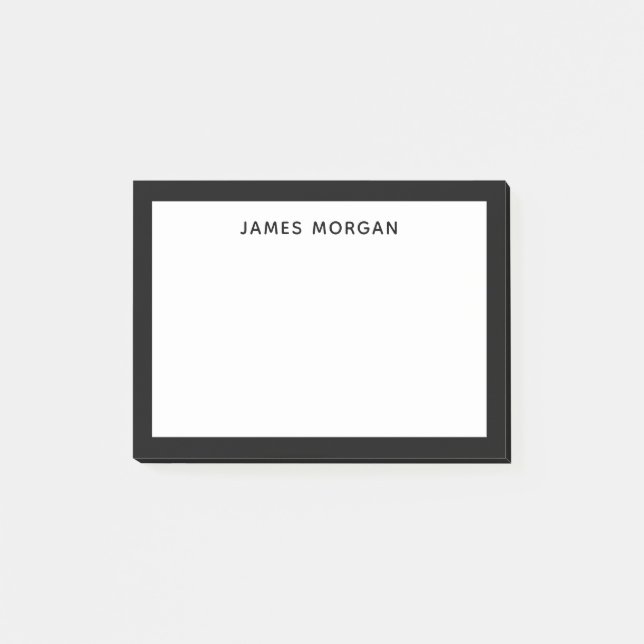Black Modern Name Professional Post-it Notes (Front)