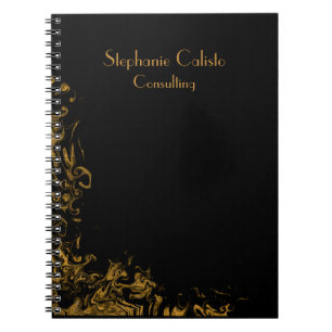 Black Modern Personal Stationery Liquid Gold Notebook