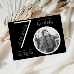 Black Modern Photo 70th Birthday Invitation