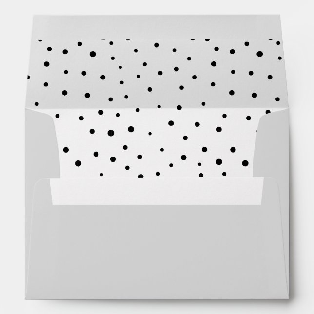 Black Modern Polka Dots Pattern Envelope (Back (Bottom))