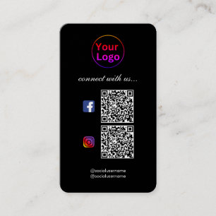 Black Modern Professional  2 QR CODE Business Card