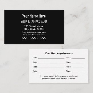 Black Modern Professional Appointment Card