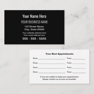 Black Modern Professional Appointment Card
