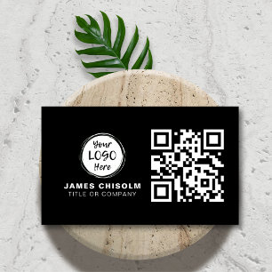 Black Modern Professional Business Logo QR Code Card