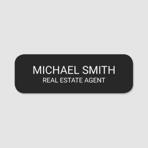 Black Modern Professional Personalised  Name Tag
