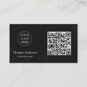Black Modern Professional QR Code Business Logo Card