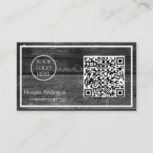 Black Modern Professional QR Code Business Logo Card