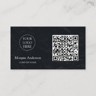 Black Modern Professional QR Code Business Logo Card