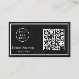 Black Modern Professional QR Code Business Logo Card