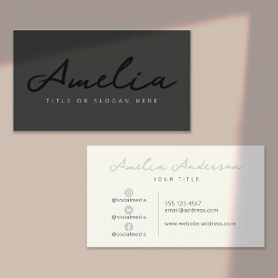Black Modern Professional Social Media Business Card