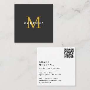 Black Modern QR Code Professional Square Business Card