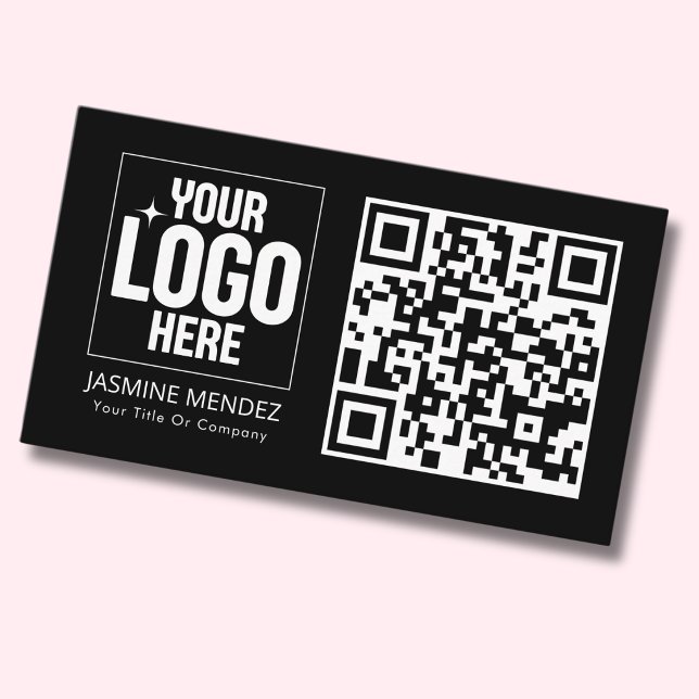 Black Modern QR Code Simple Logo  Business Card (Creator Uploaded)