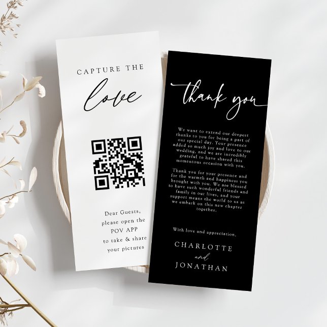 Black Modern QR Code Wedding Thank You Card (Creator Uploaded)
