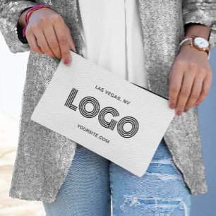 Black Modern Rectangular Logo Accessory Pouch