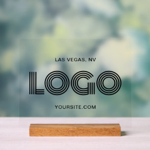 Black Modern Rectangular Logo Acrylic Sign