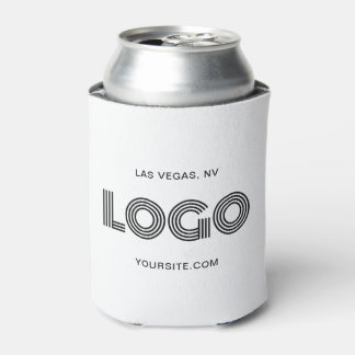Black Modern Rectangular Logo Can Cooler