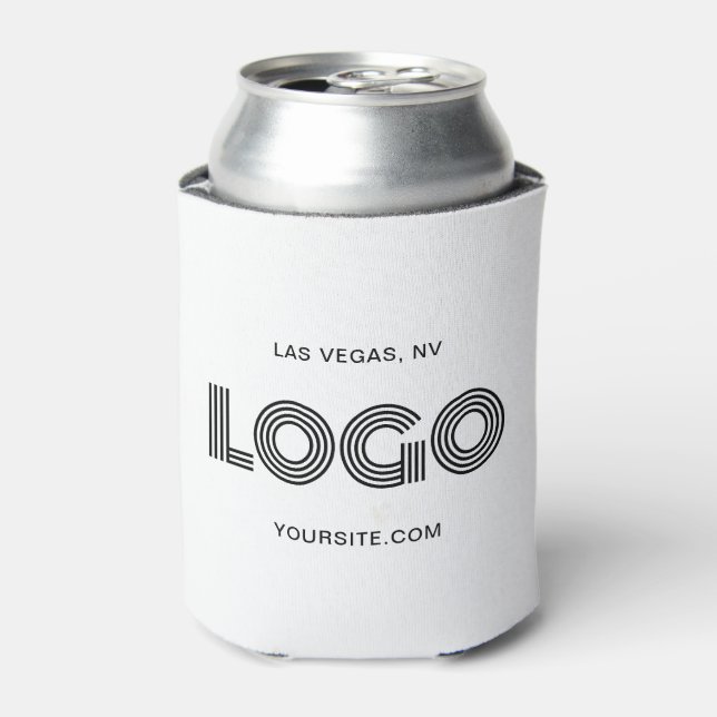 Black Modern Rectangular Logo Can Cooler (Can Front)