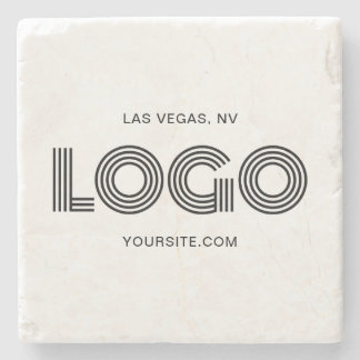 Black Modern Rectangular Logo Promo Stone Coaster