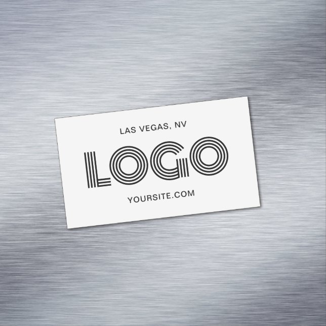 Black Modern Rectangular Logo Promotional Magnetic Business Card (In Situ)