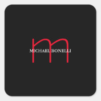 Black modern red monogram professional