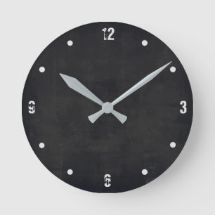 Black Modern Rustic Elegant Abstract Round Clock