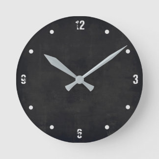 Black Modern Rustic Elegant Abstract Round Clock