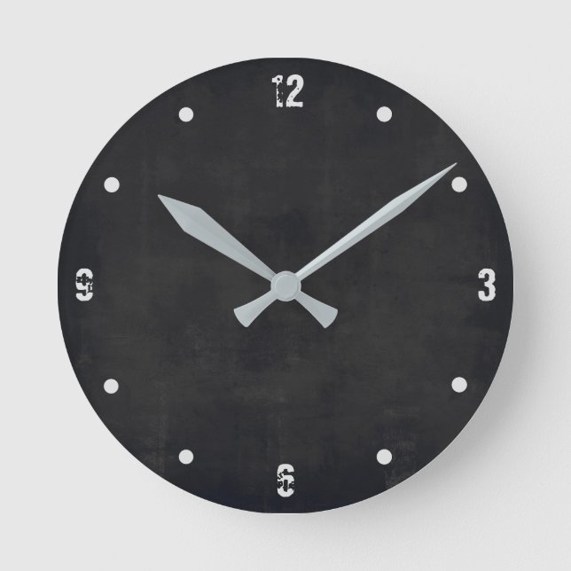 Black Modern Rustic Elegant Abstract Round Clock (Front)